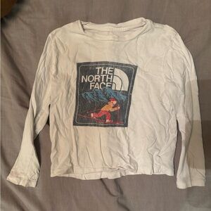 The North Face Kids White Long Sleeve Tee with Graphic